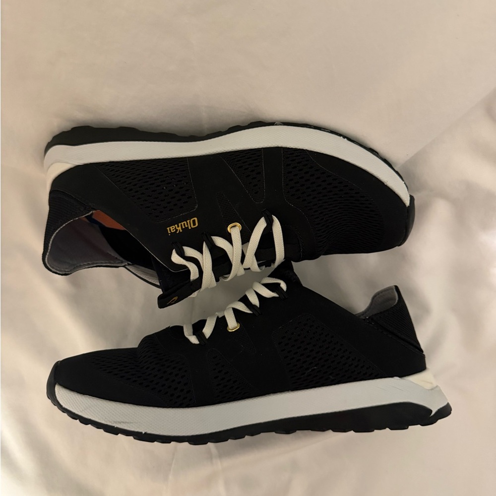 OluKai Black and White Mesh Athletic Sneakers